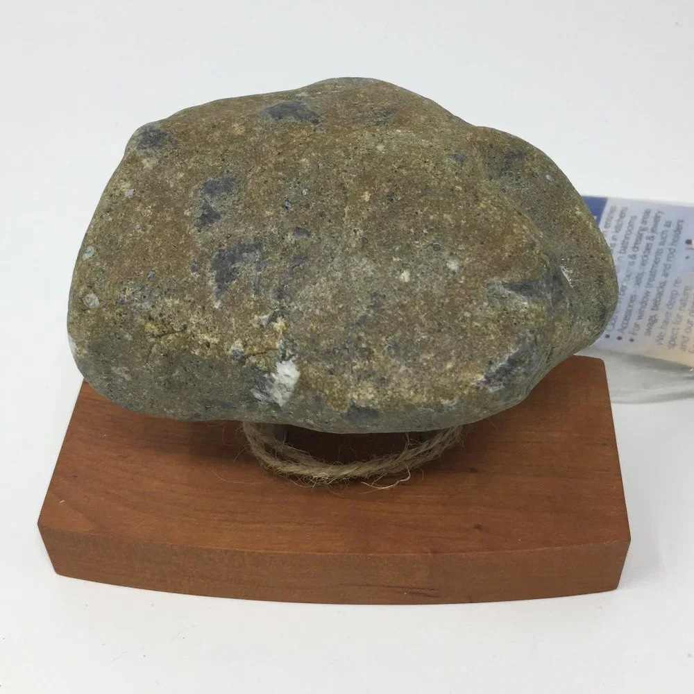 Sea Stones Coast Hook Natural Stone Coat Towel Hook on Cherry Wood Backplate